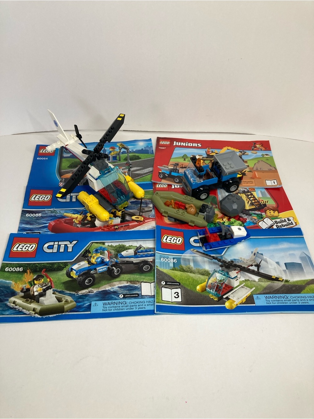 LEGO City Juniors 60086 Helicopter Dump Truck Police Boat Manuals Incomplete
